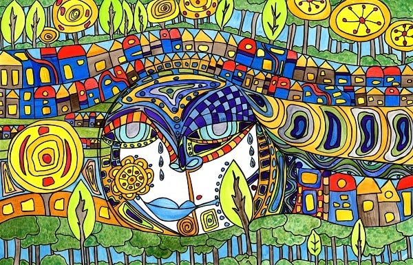 colorful image inspired by Hundertwasser
