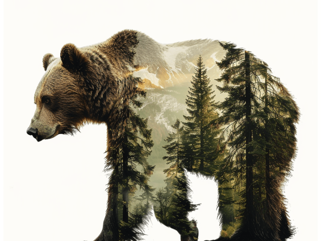 double exposure woodland bear