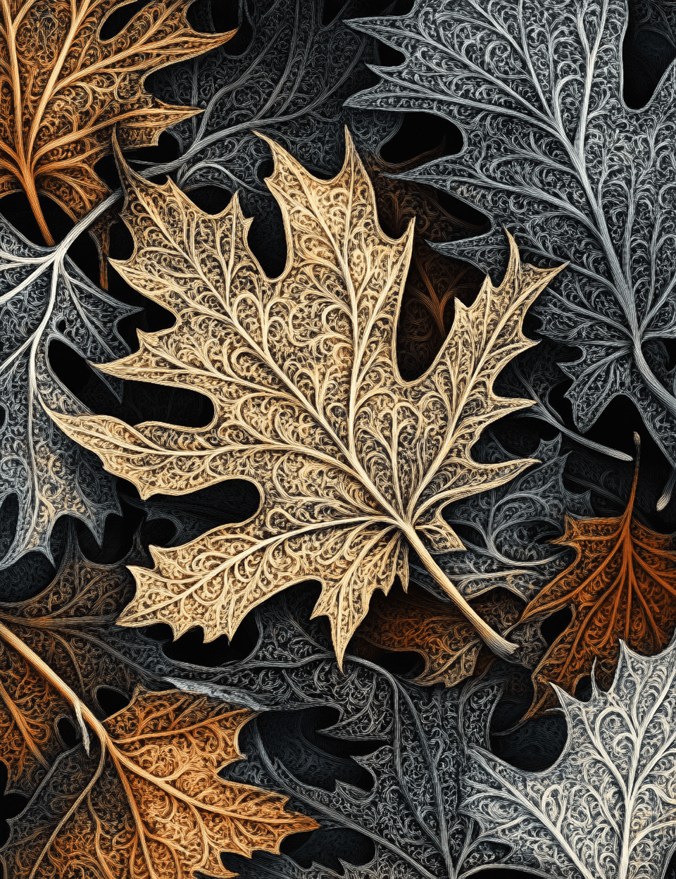 Fall Leaves with Intricate patterns